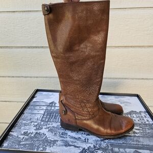 Frye Melissa zipper back brown leather riding boots 5.5B